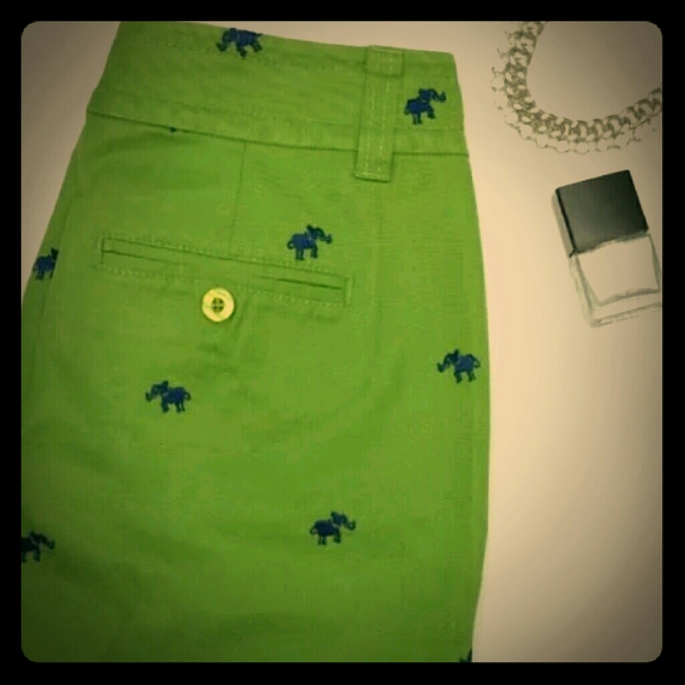 Lily pulitzer kiwi trousers w/blue elephants